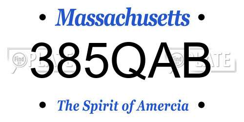 385QAB Massachusetts License Plate