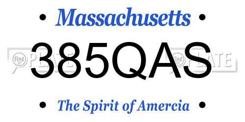 385QAS Massachusetts License Plate