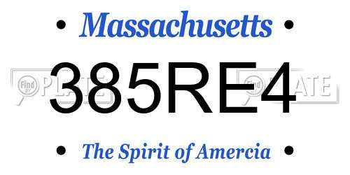 385RE4 Massachusetts License Plate
