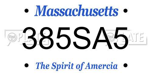 385SA5 Massachusetts License Plate