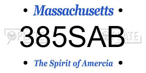 385SAB Massachusetts License Plate