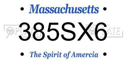 385SX6 Massachusetts License Plate