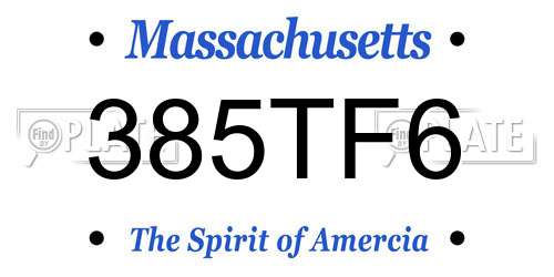 385TF6 Massachusetts License Plate