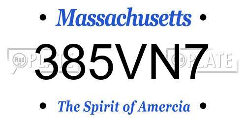385VN7 Massachusetts License Plate