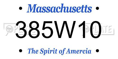 385W10 Massachusetts License Plate
