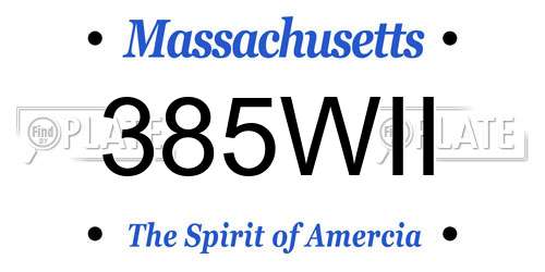 385WII Massachusetts License Plate