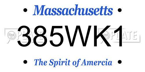 385WK1 Massachusetts License Plate