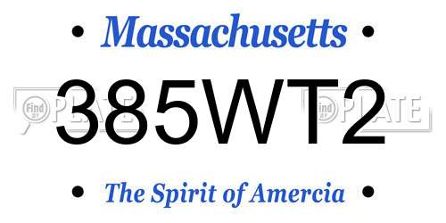 385WT2 Massachusetts License Plate