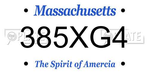 385XG4 Massachusetts License Plate