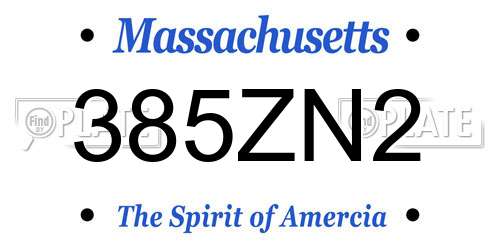 385ZN2 Massachusetts License Plate
