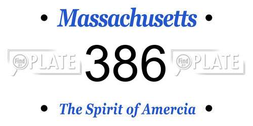 386 Massachusetts License Plate