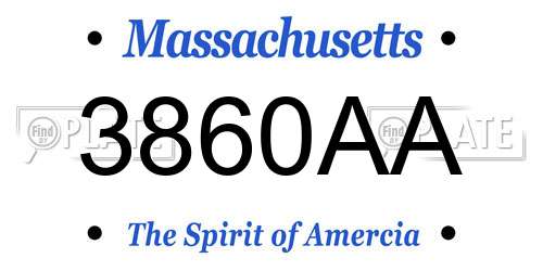 3860AA Massachusetts License Plate