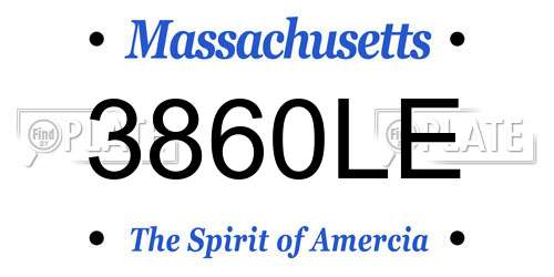 3860LE Massachusetts License Plate
