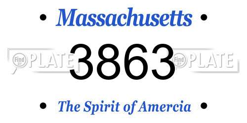 3863 Massachusetts License Plate