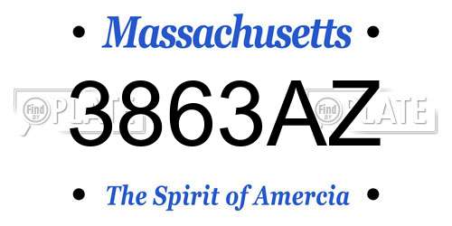 3863AZ Massachusetts License Plate