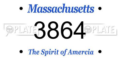 3864 Massachusetts License Plate