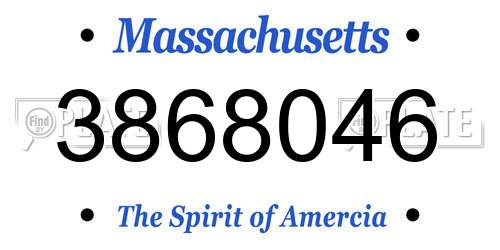 3868046 Massachusetts License Plate