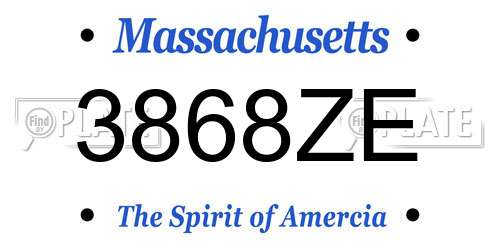 3868ZE Massachusetts License Plate