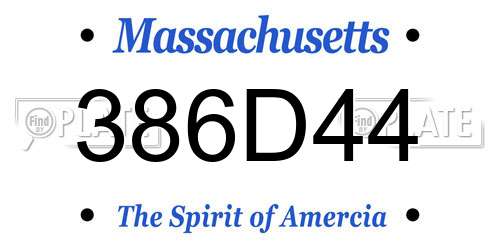 386D44 Massachusetts License Plate