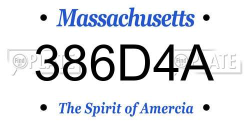 386D4A Massachusetts License Plate