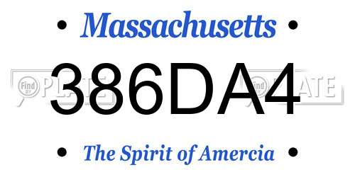386DA4 Massachusetts License Plate