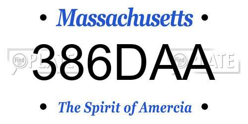 386DAA Massachusetts License Plate