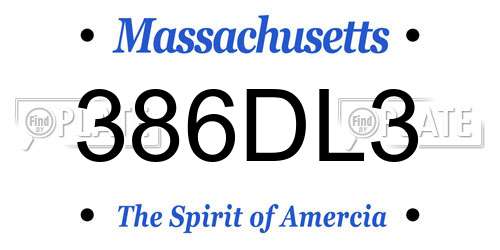 386DL3 Massachusetts License Plate