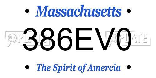 386EV0 Massachusetts License Plate