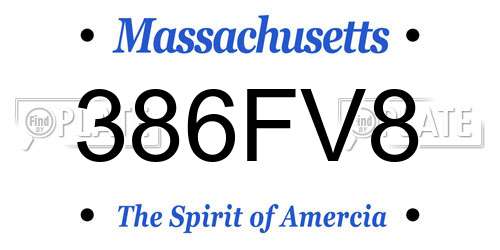 386FV8 Massachusetts License Plate