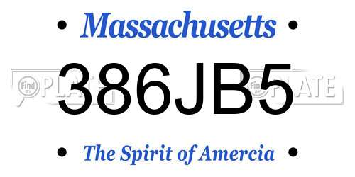 386JB5 Massachusetts License Plate