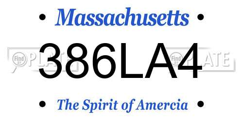 386LA4 Massachusetts License Plate