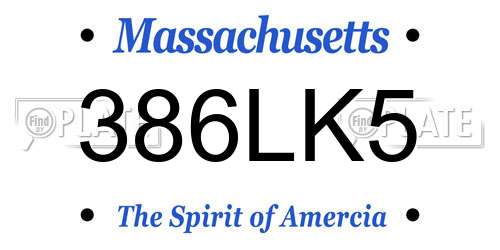 386LK5 Massachusetts License Plate
