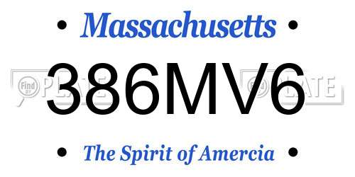 386MV6 Massachusetts License Plate