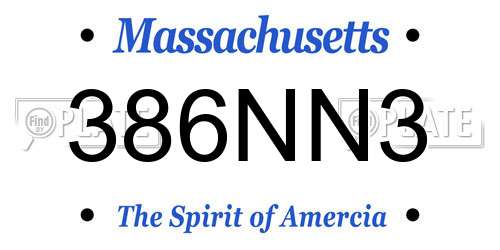 386NN3 Massachusetts License Plate