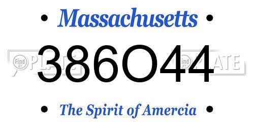 386O44 Massachusetts License Plate