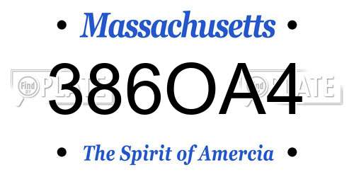 386OA4 Massachusetts License Plate