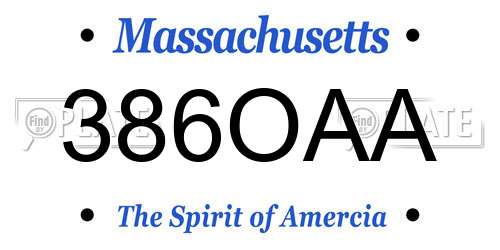 386OAA Massachusetts License Plate