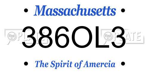 386OL3 Massachusetts License Plate