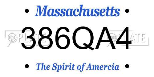 386QA4 Massachusetts License Plate