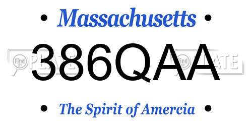 386QAA Massachusetts License Plate