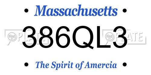 386QL3 Massachusetts License Plate