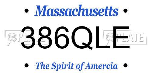 386QLE Massachusetts License Plate