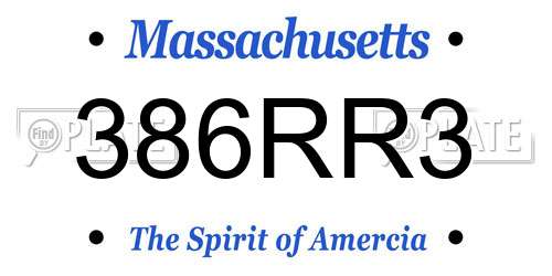 386RR3 Massachusetts License Plate