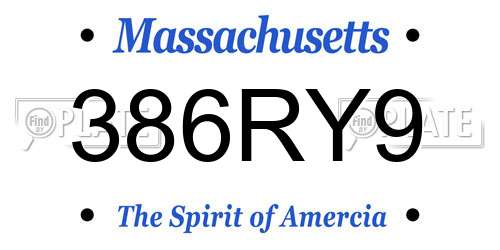 386RY9 Massachusetts License Plate