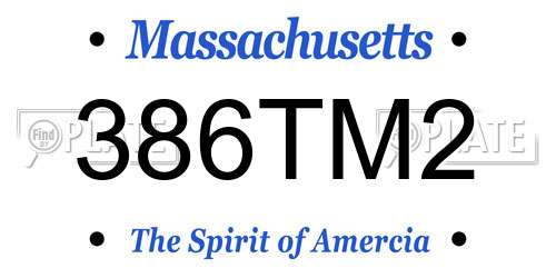386TM2 Massachusetts License Plate
