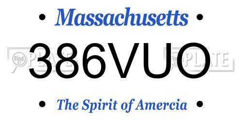 386VUO Massachusetts License Plate