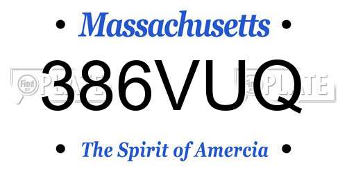 386VUQ Massachusetts License Plate