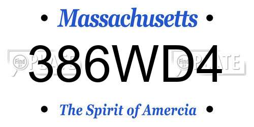 386WD4 Massachusetts License Plate