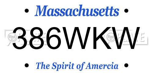 386WKW Massachusetts License Plate