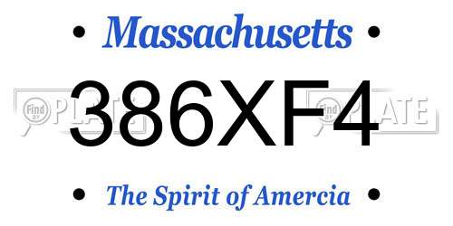 386XF4 Massachusetts License Plate